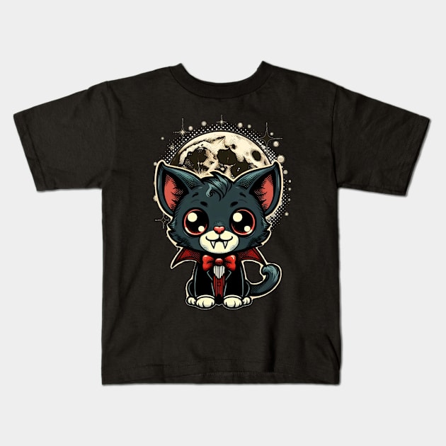 Vampire cat Kids T-Shirt by NightvisionDesign